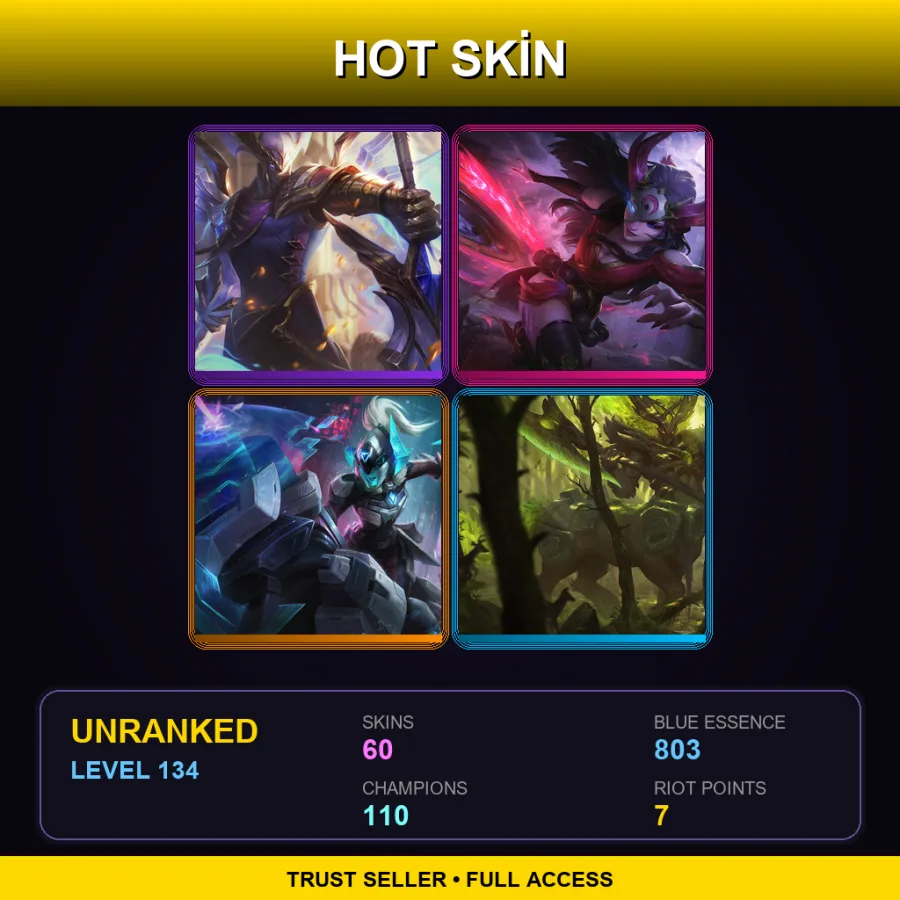 EUW | Lv134 | Unranked | 60 Skin | 110 Champ