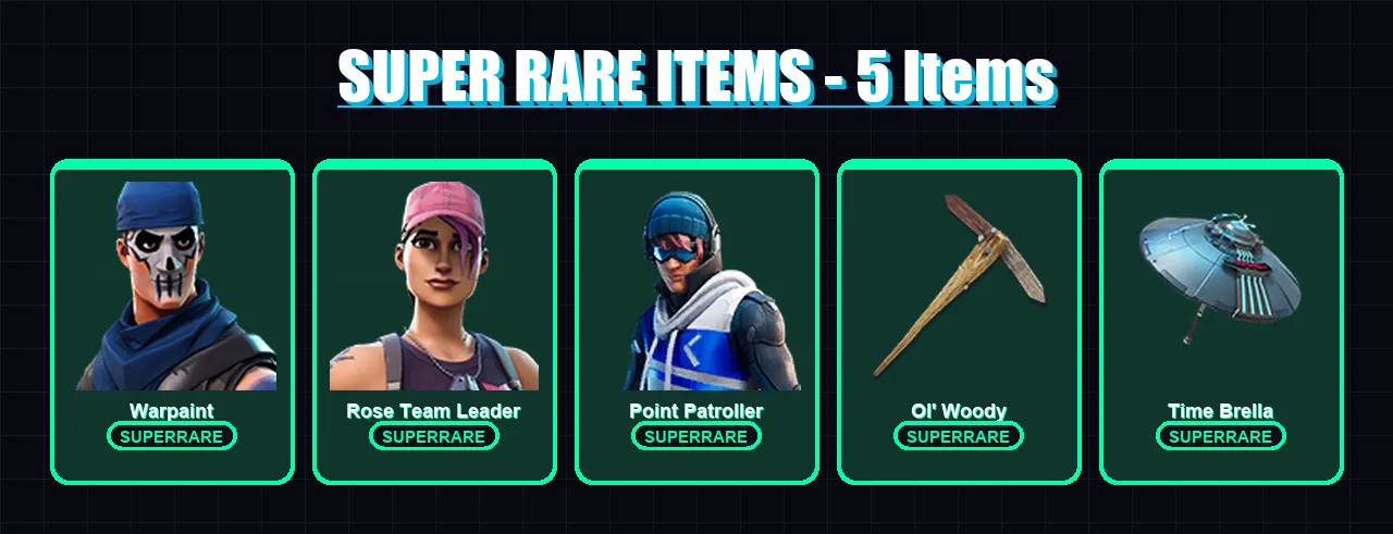 [PC/XBOX] | Warpaint | Rose Team Leader | Point Patroller | Ruin | Valeria | 100 skin | 159 pickaxe | 110 emote | 133 glider | Lv2351