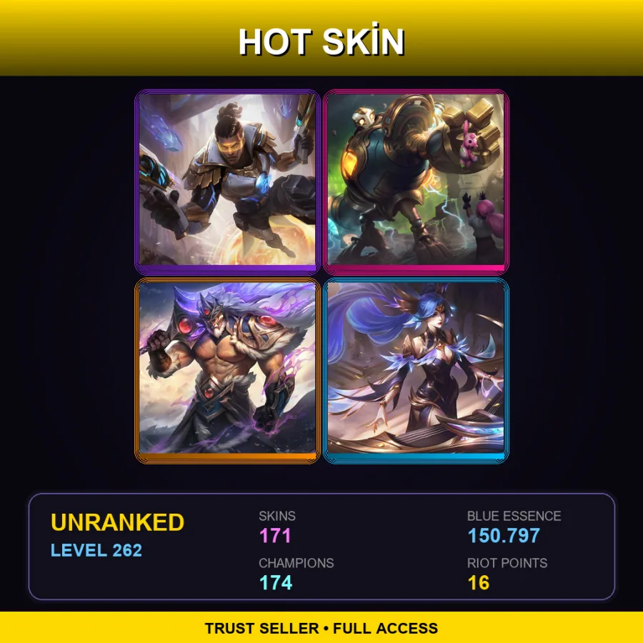 EUW | Lv262 | Unranked | 171 Skin | 174 Champ