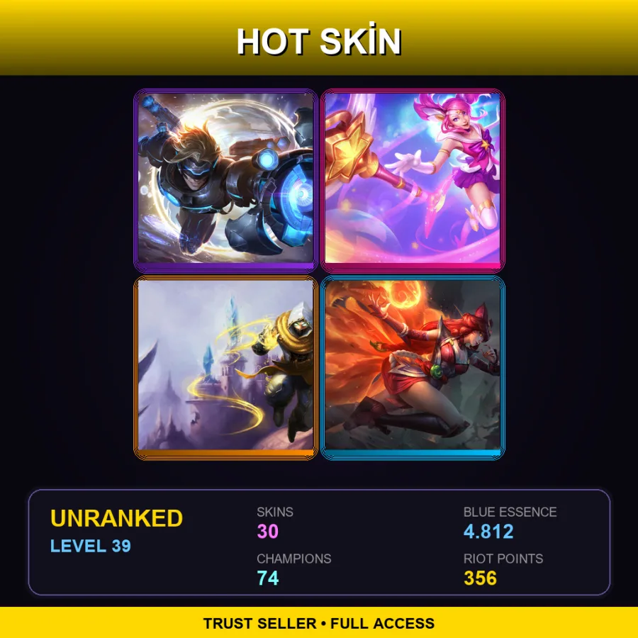 NA | Lv39 | Unranked | 30 Skin | 74 Champ