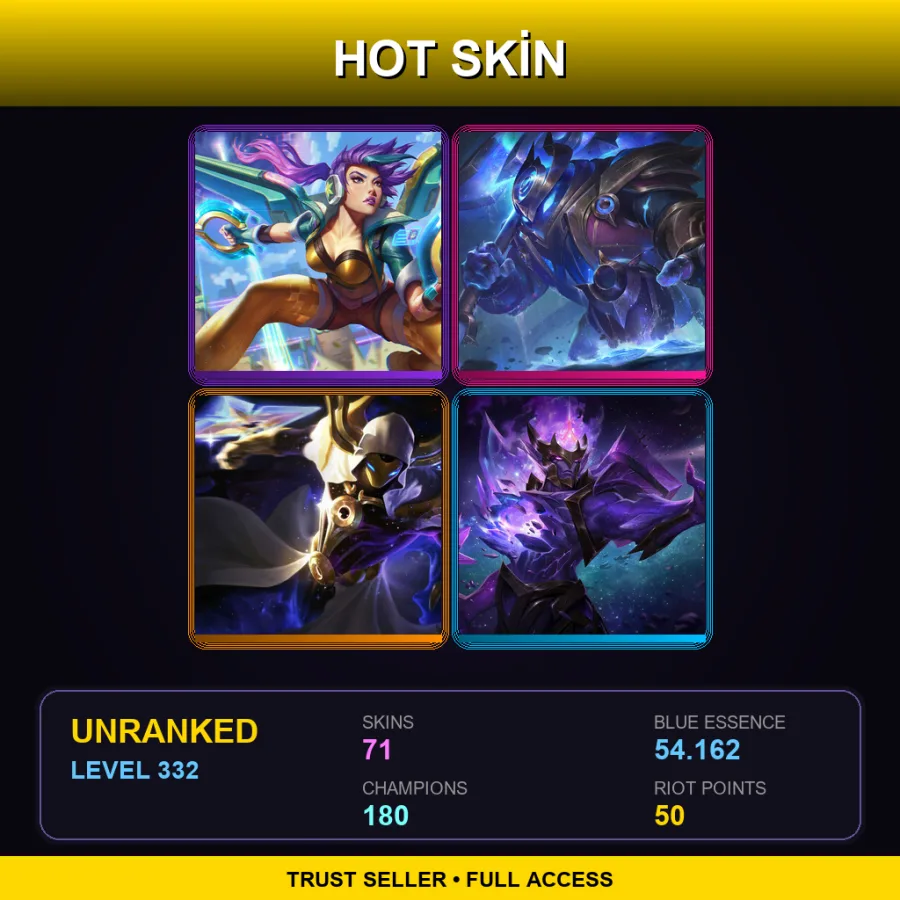 EUW | Lv332 | Unranked | 71 Skin | 180 Champ
