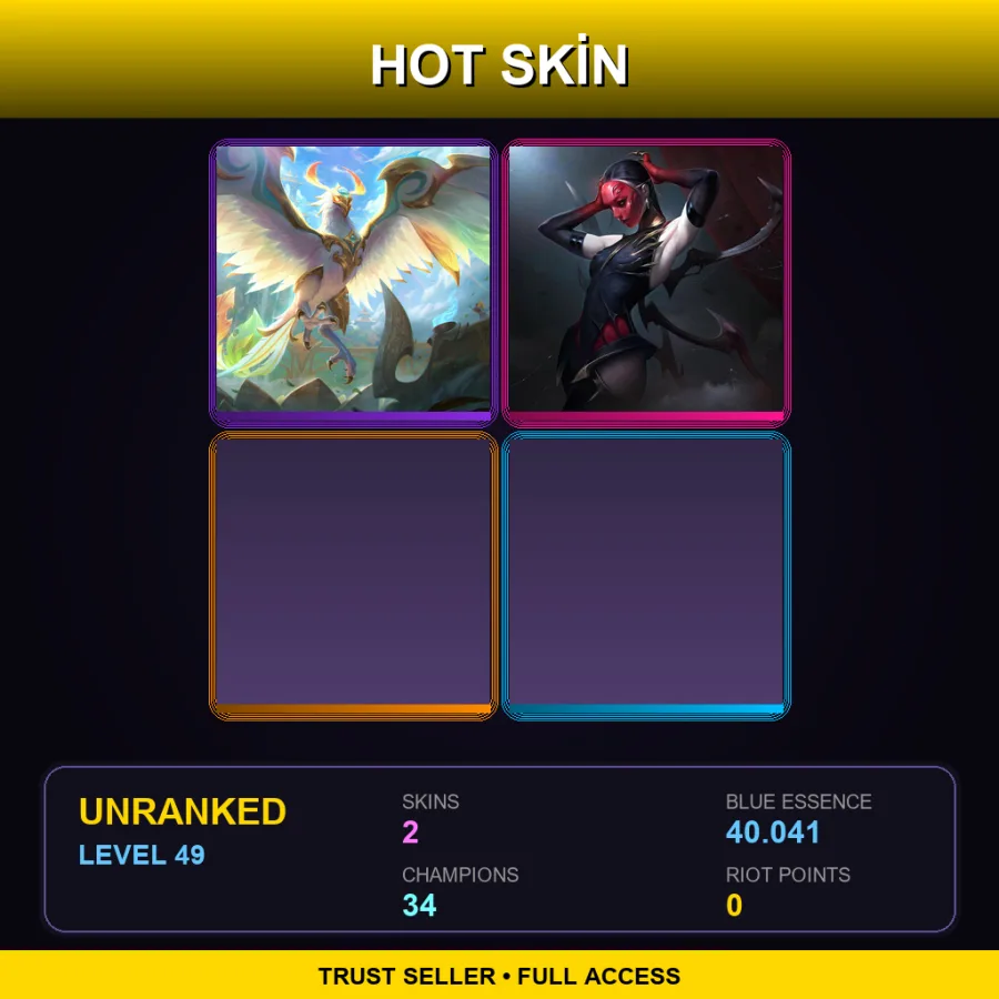 NA | Lv49 | Unranked | 2 Skin | 34 Champ