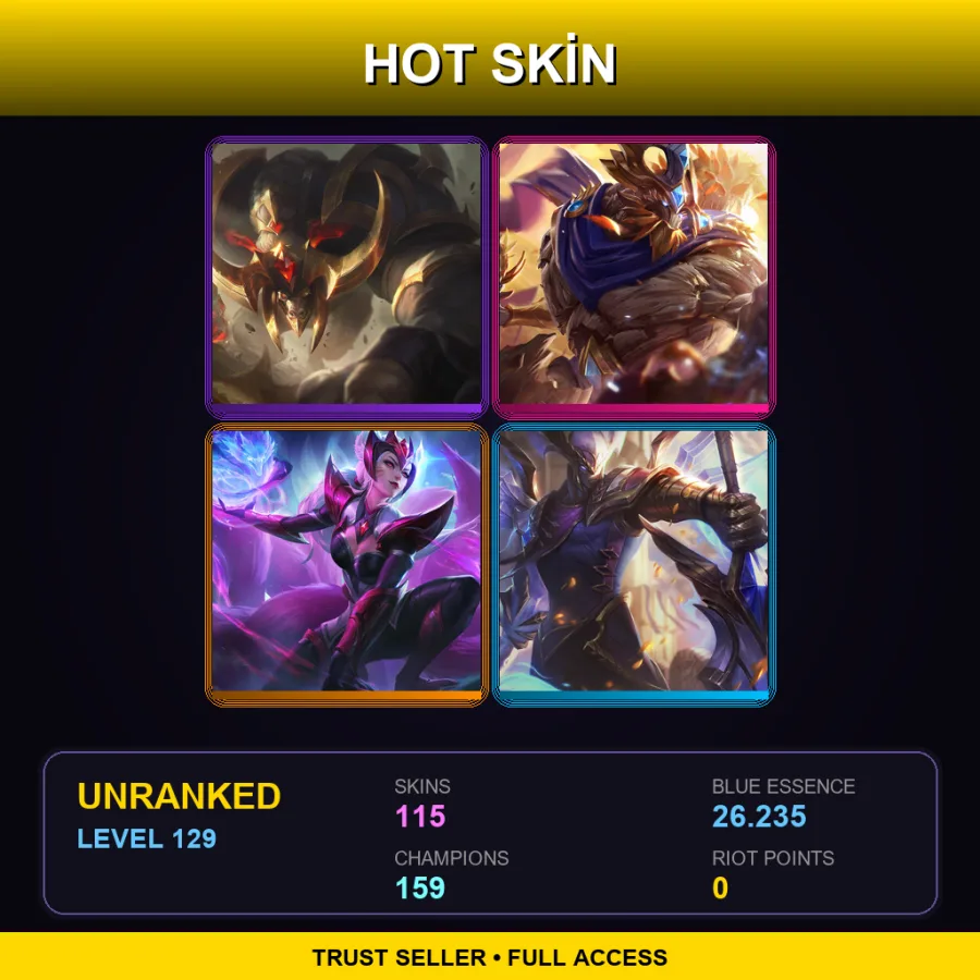 VN | Lv129 | Unranked | 115 Skin | 159 Champ
