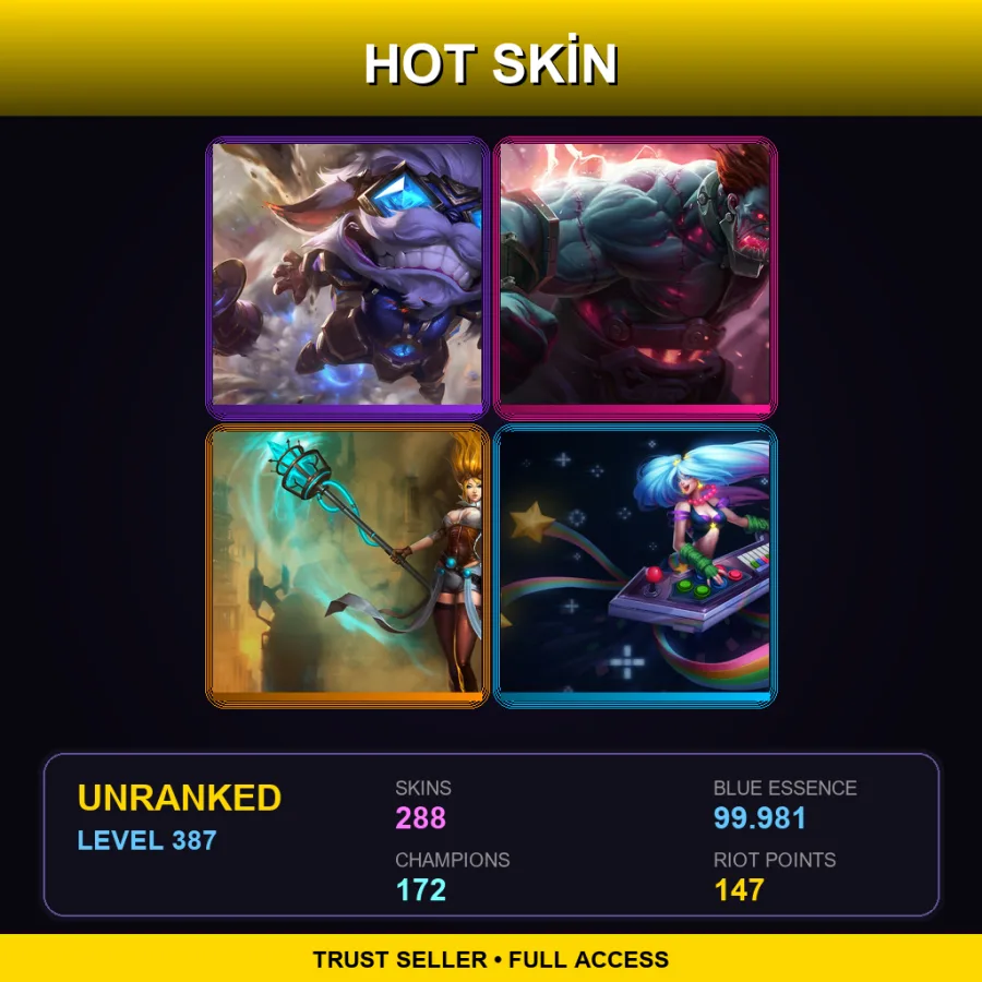 OCE | Lv387 | Unranked | 288 Skin | 172 Champ — Commando Jarvan Iv