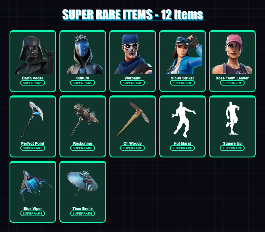 [PC] | Darth Vader | Sultura | Warpaint | Cloud Striker | Rose Team Leader | 147 skin | 136 pickaxe | 123 emote | 127 glider | Lv1983