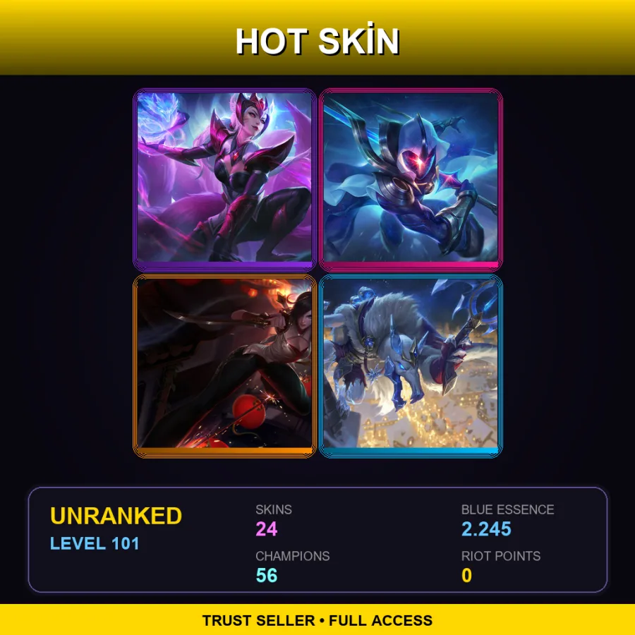 RU | Lv101 | Unranked | 24 Skin | 56 Champ — LoL account