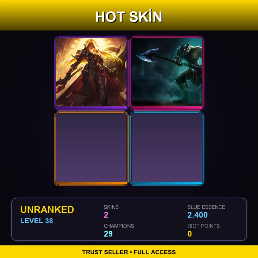 LAN | Lv38 | Unranked | 2 Skin | 29 Champ — LoL account