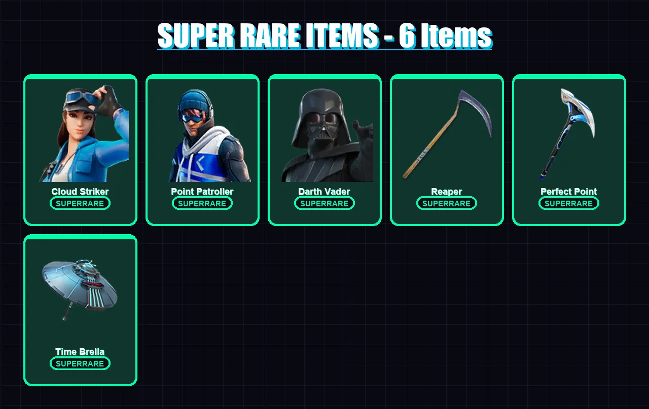 [PC/XBOX] | Cloud Striker | Point Patroller | Darth Vader | The Imagined | Snap | 181 skin | 218 pickaxe | 160 emote | 169 glider | Lv2220