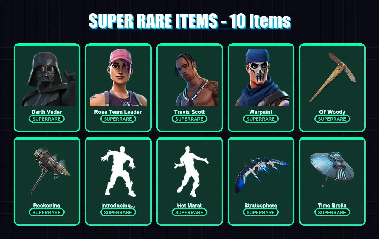 [PC/XBOX] | Darth Vader | Rose Team Leader | Travis Scott | Warpaint | Fusion | 78 skin | 82 pickaxe | 68 emote | 75 glider | Lv992