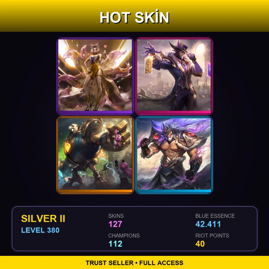 TR | Lv380 | Silver II | 127 Skin | 112 Champ — LoL account