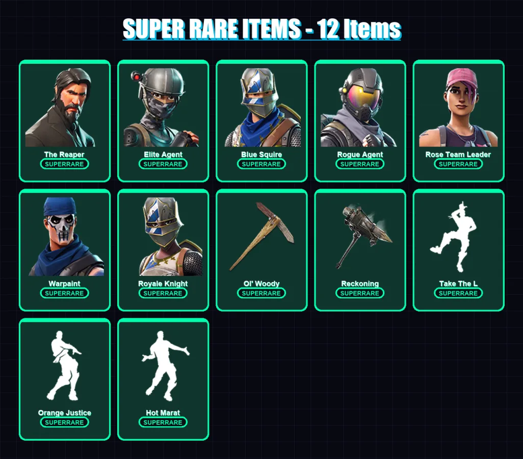 [PC/PSN] | The Reaper | Elite Agent | Blue Squire | Rogue Agent | Rose Team Leader | 73 skin | 55 pickaxe | 60 emote | 50 glider | Lv660
