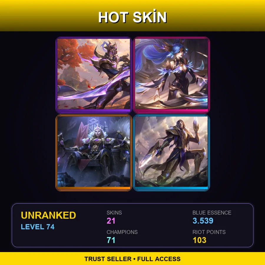 EUW | Lv74 | Unranked | 21 Skin | 71 Champ — LoL account