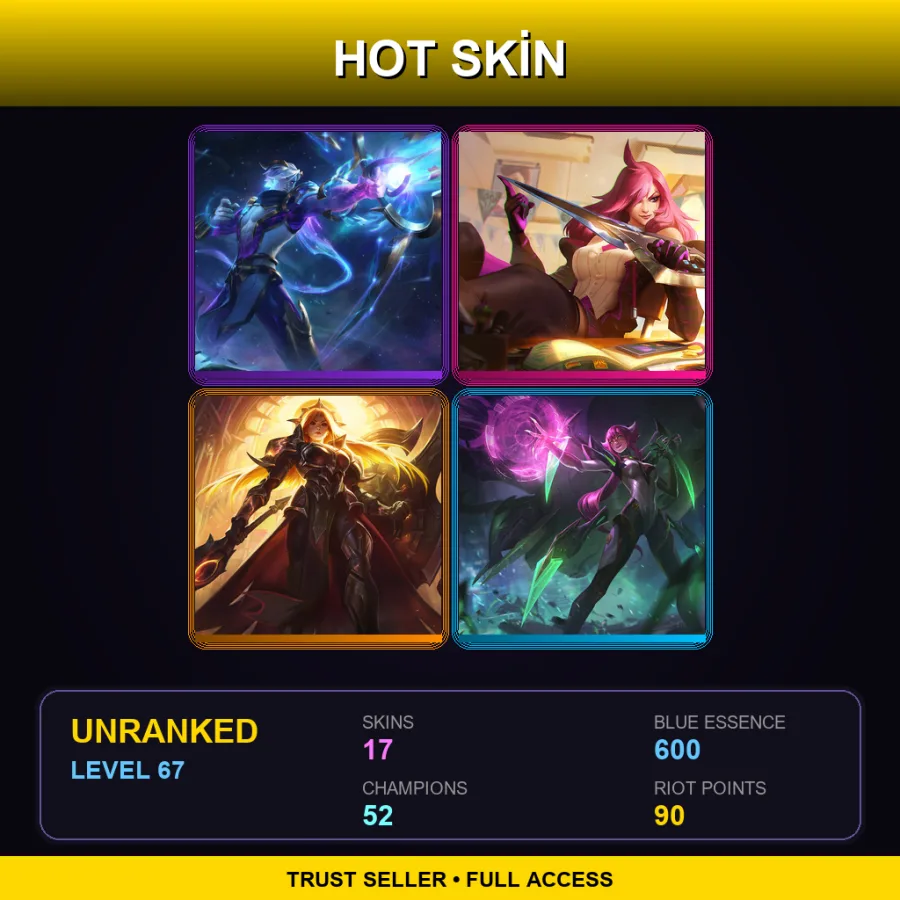 LAN | Lv67 | Unranked | 17 Skin | 52 Champ — Battle Academia Katarina
