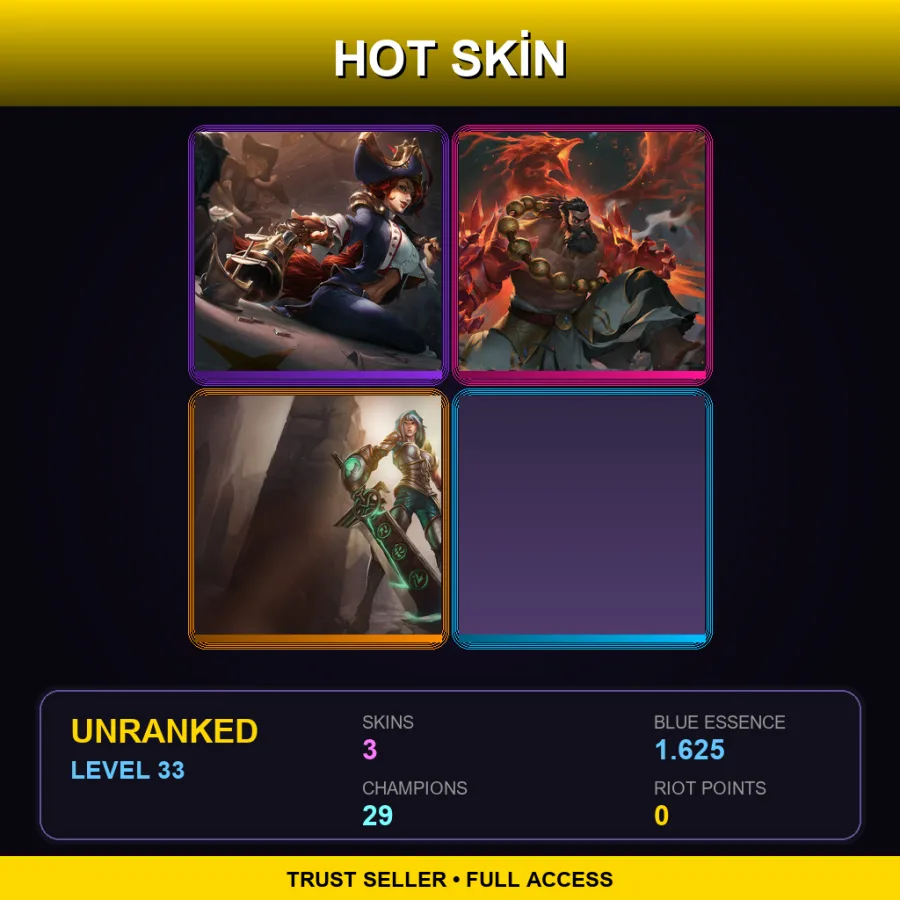 EUNE | Lv33 | Unranked | 3 Skin | 29 Champ — LoL account