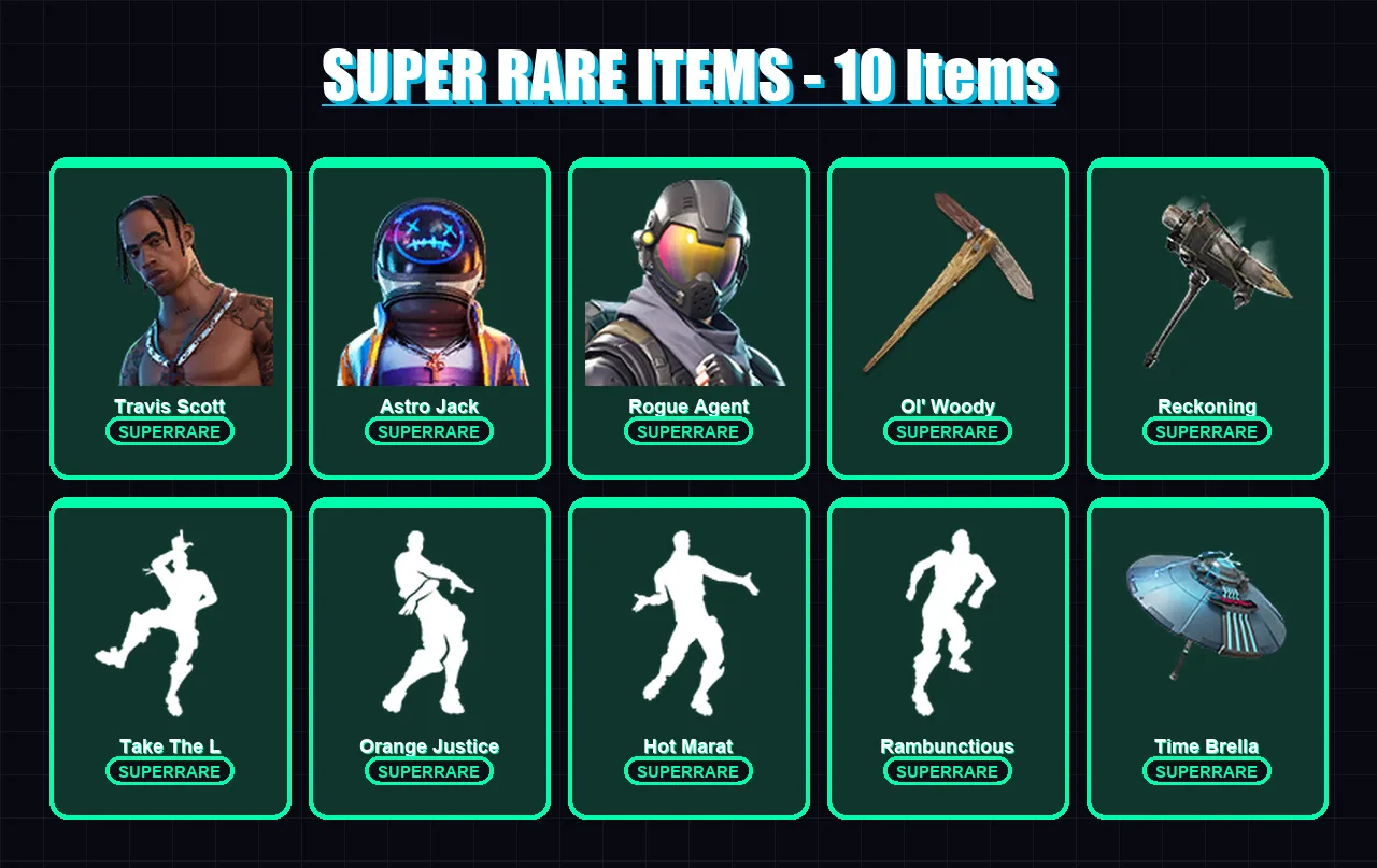 [PC/PSN] | Travis Scott | Astro Jack | Rogue Agent | Joey | Paradigm (Reality-659) | 148 skin | 149 pickaxe | 118 emote | 135 glider | Lv1972
