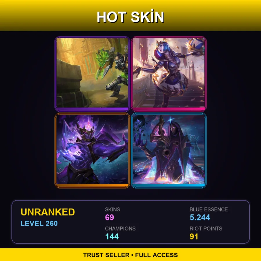 EUNE | Lv260 | Unranked | 69 Skin | 144 Champ — Nightblade Irelia