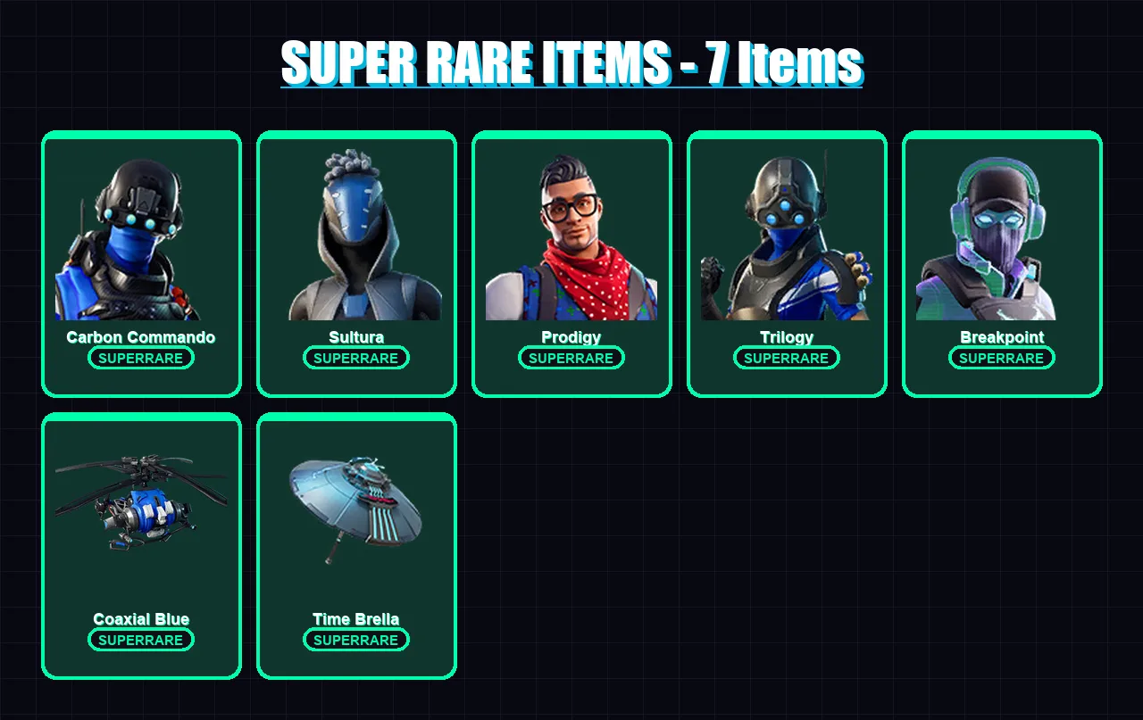 [PS4/PS5/PC] | Carbon Commando | Sultura | Prodigy | Trilogy | Breakpoint | 94 skin | 105 pickaxe | 81 emote | 95 glider | Lv1296