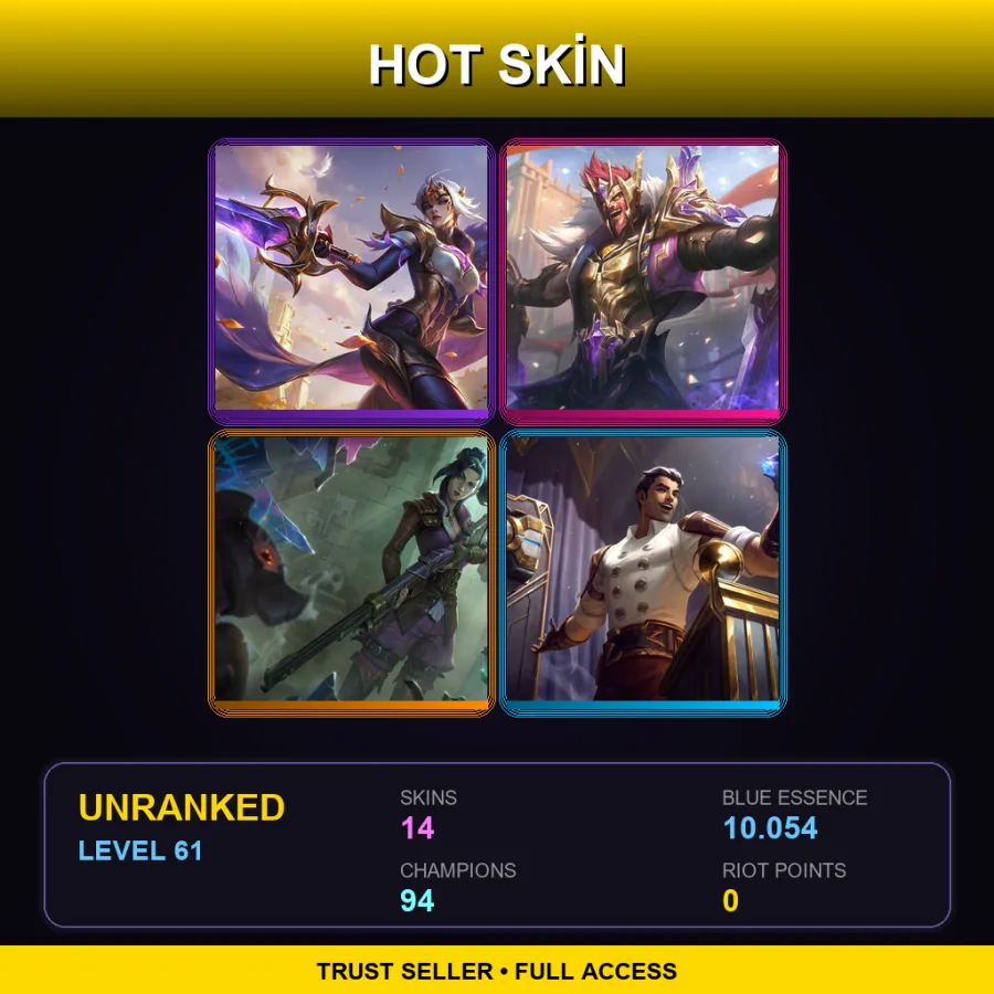 LAS | Lv61 | Unranked | 14 Skin | 94 Champ