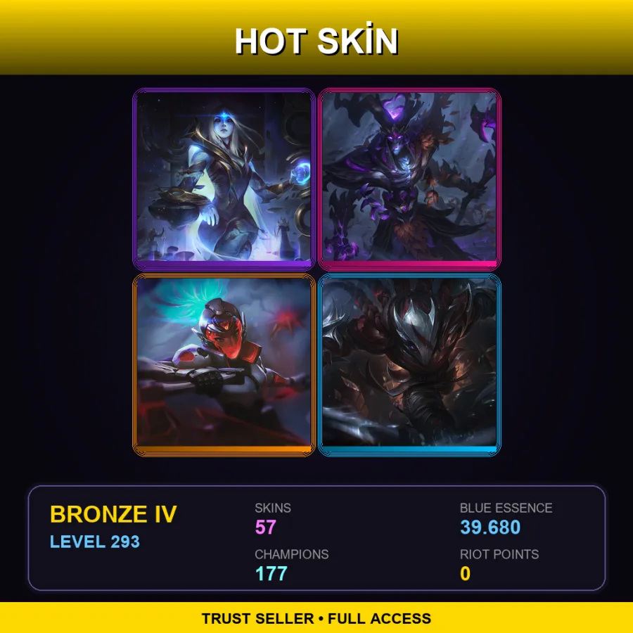 LAS | Lv293 | Bronze IV | 57 Skin | 177 Champ — Bronze League of Legends