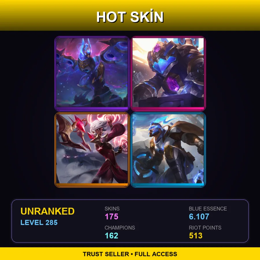 NA | Lv285 | Unranked | 175 Skin | 162 Champ
