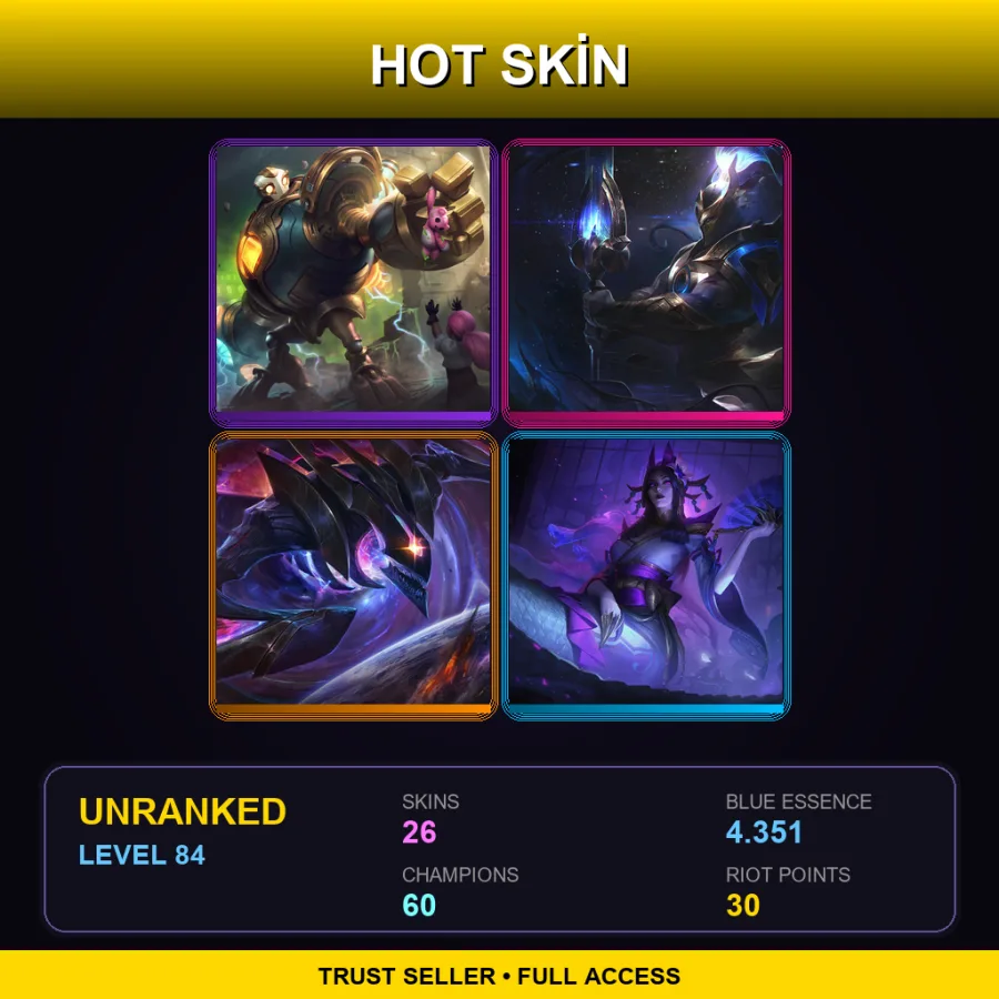 EUW | Lv84 | Unranked | 26 Skin | 60 Champ