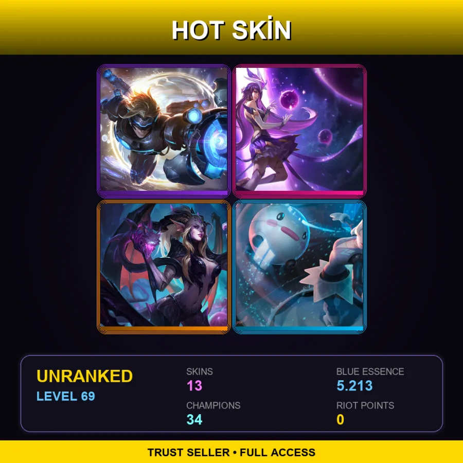 LAN | Lv69 | Unranked | 13 Skin | 34 Champ — LoL account