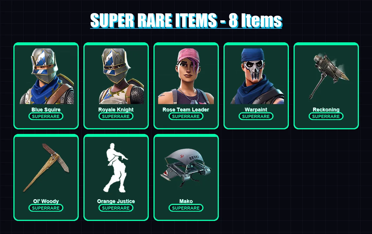 [PC/XBOX] | Blue Squire | Royale Knight | Rose Team Leader | Warpaint | Zenith | 13 skin | 24 pickaxe | 27 emote | 29 glider | Lv478