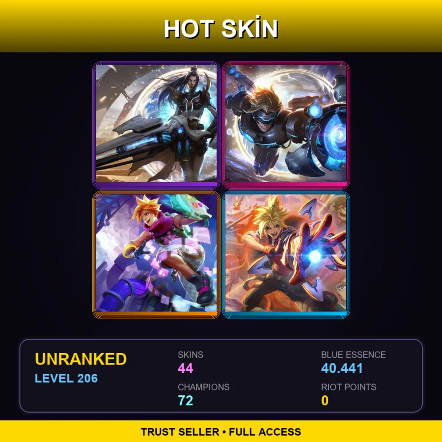 LAN | Lv206 | Unranked | 44 Skin | 72 Champ