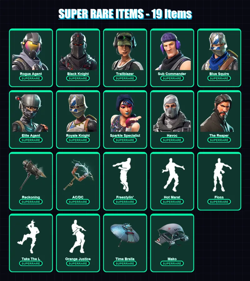 [PC/XBOX/PSN] | Rogue Agent | Black Knight | Trailblazer | Sub Commander | Blue Squire | 91 skin | 73 pickaxe | 91 emote | 77 glider | Lv1065