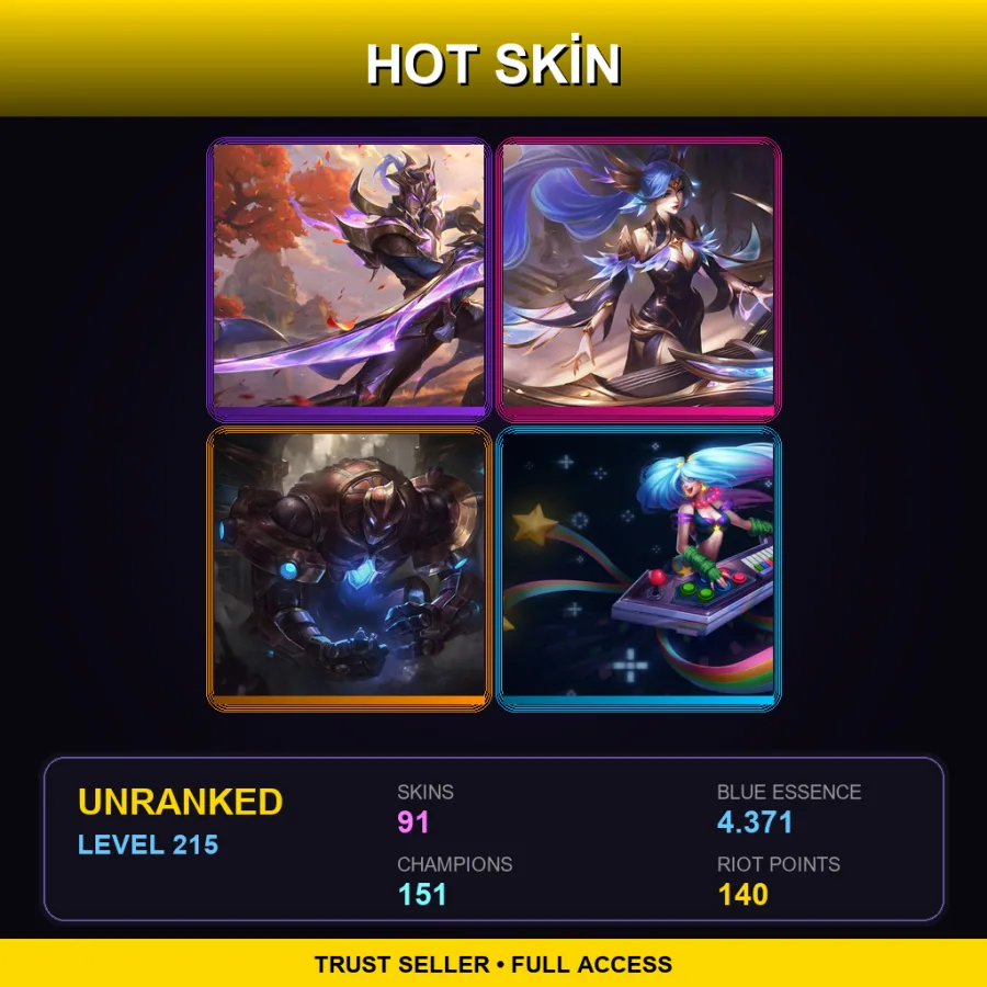 EUW | Victorious Master Yi | Victorious Sona | Hextech Galio | Arcade Sona | 91 Skin | 151 Champ | Lv215