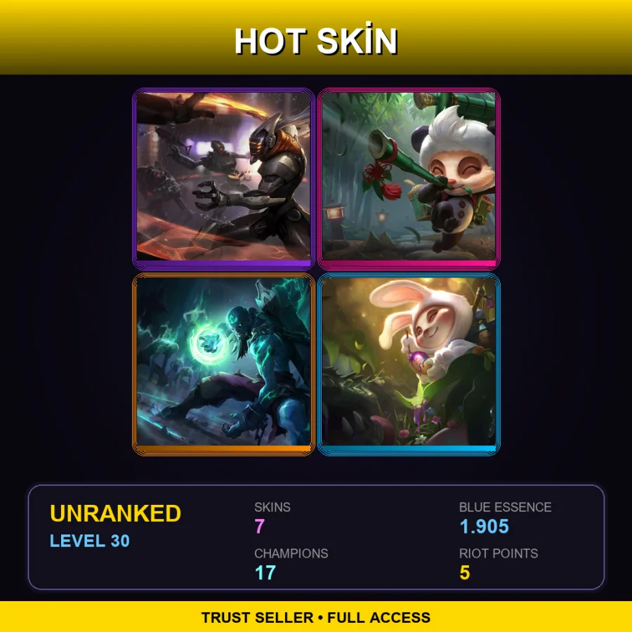 EUW | Lv30 | Unranked | 7 Skin | 17 Champ — LoL account