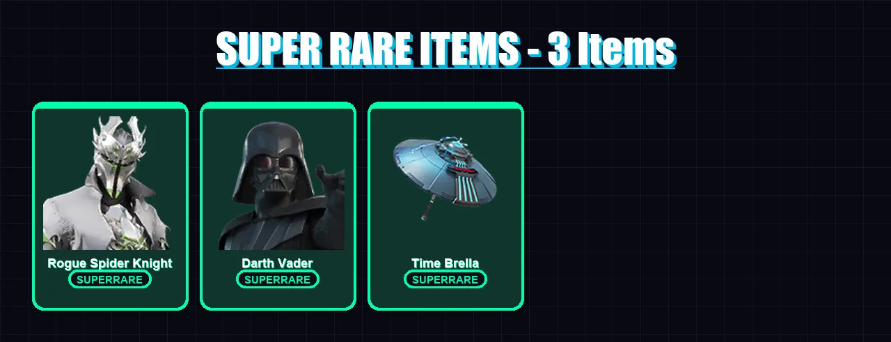 [PC/PSN] | Rogue Spider Knight | Darth Vader | Ronin | The Origin | The Imagined | 108 skin | 155 pickaxe | 120 emote | 136 glider | Lv2481
