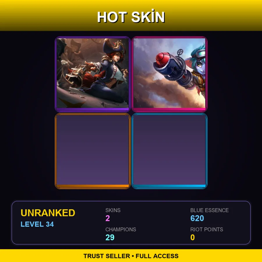 EUNE | Lv34 | Unranked | 2 Skin | 29 Champ — LoL account