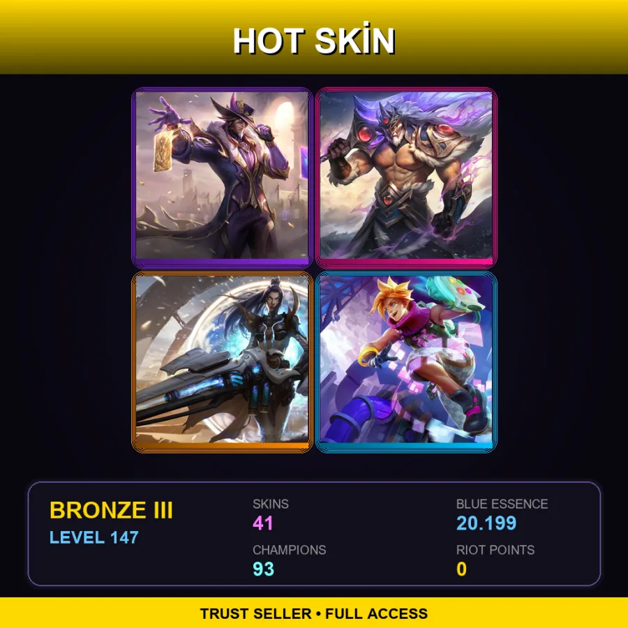 EUW | Lv147 | Bronze III | 41 Skin | 93 Champ — LoL account