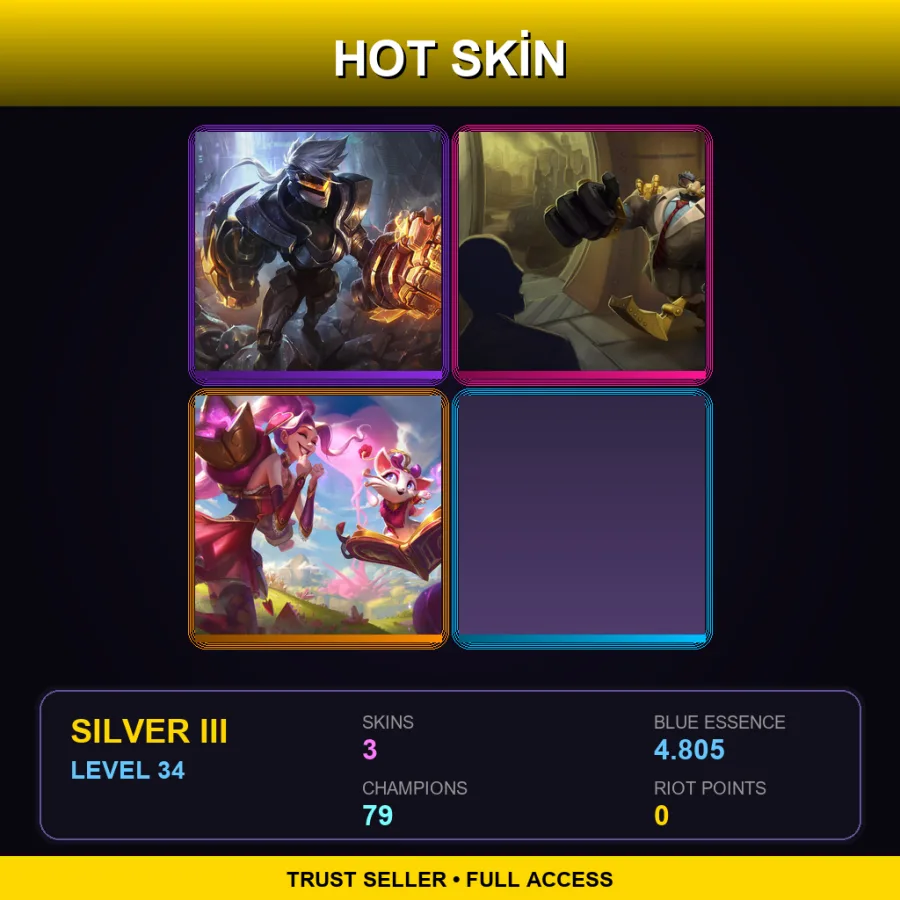 EUW | Lv34 | Silver III | 3 Skin | 79 Champ