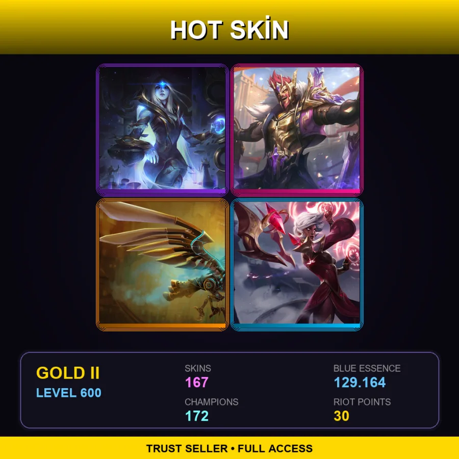 BR | Lv600 | Gold II | 167 Skin | 172 Champ — LoL account