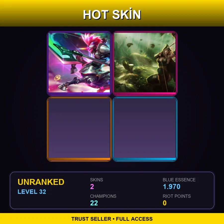 EUW | Lv32 | Unranked | 2 Skin | 22 Champ — LoL account