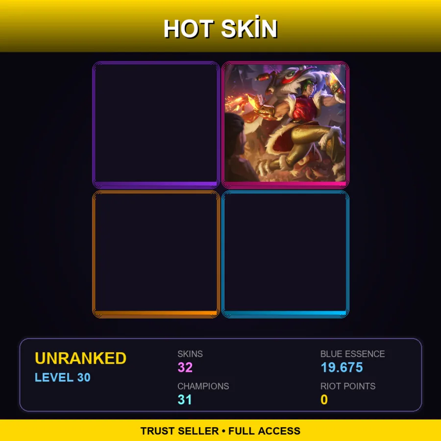 OCE | Lv30 | Unranked | 32 Skin | 31 Champ
