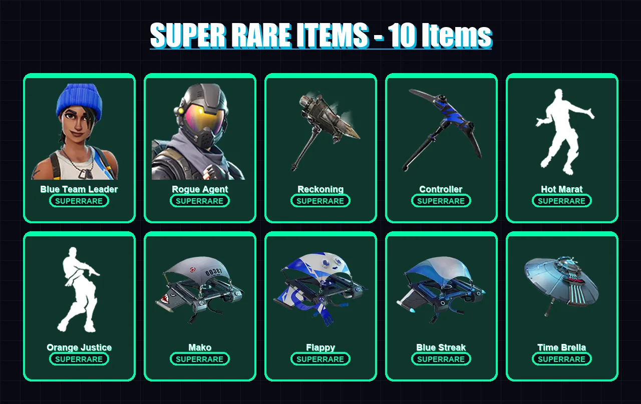 [PS4/PS5/XBOX/PC] | Blue Team Leader | Rogue Agent | Calamity | Drift | Giddy-up | 13 skin | 19 pickaxe | 34 emote | 33 glider | Lv549