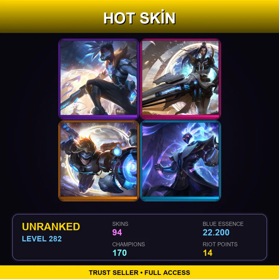 VN | Lv282 | Unranked | 94 Skin | 170 Champ — LoL account