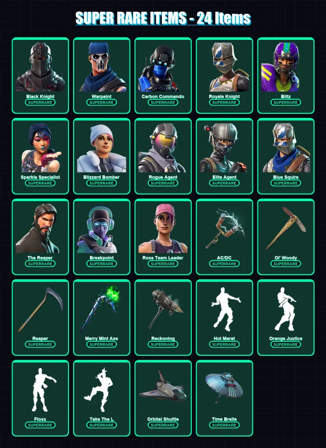 [PC/XBOX/PSN] | Black Knight | Warpaint | Carbon Commando | Royale Knight | Blitz | 425 skin | 316 pickaxe | 193 emote | 200 glider | Lv2772