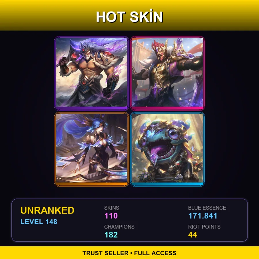 VN | Lv148 | Unranked | 110 Skin | 182 Champ