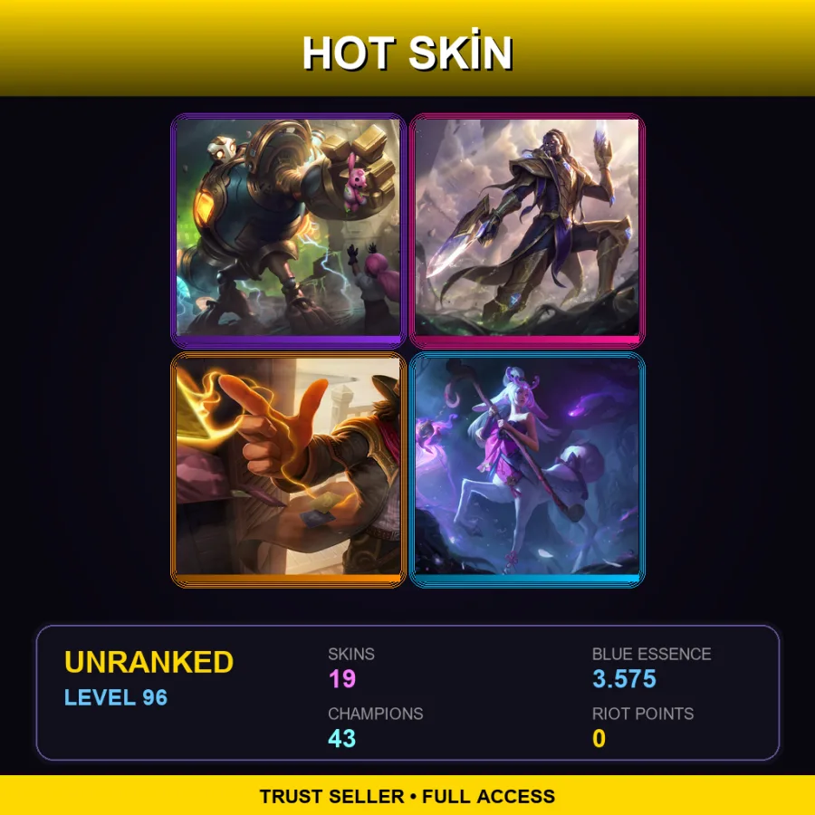 LAN | Lv96 | Unranked | 19 Skin | 43 Champ
