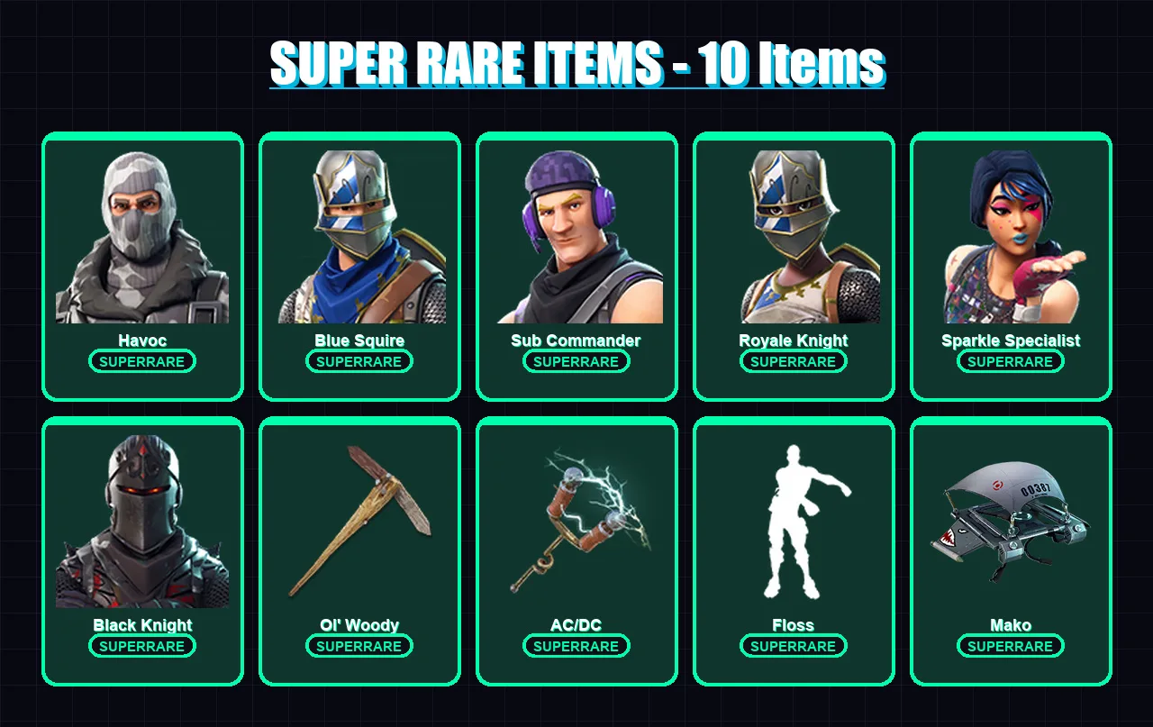 [PC/XBOX/PSN] | Havoc | Blue Squire | Sub Commander | Royale Knight | Sparkle Specialist | 11 skin | 35 pickaxe | 22 emote | 36 glider | Lv508