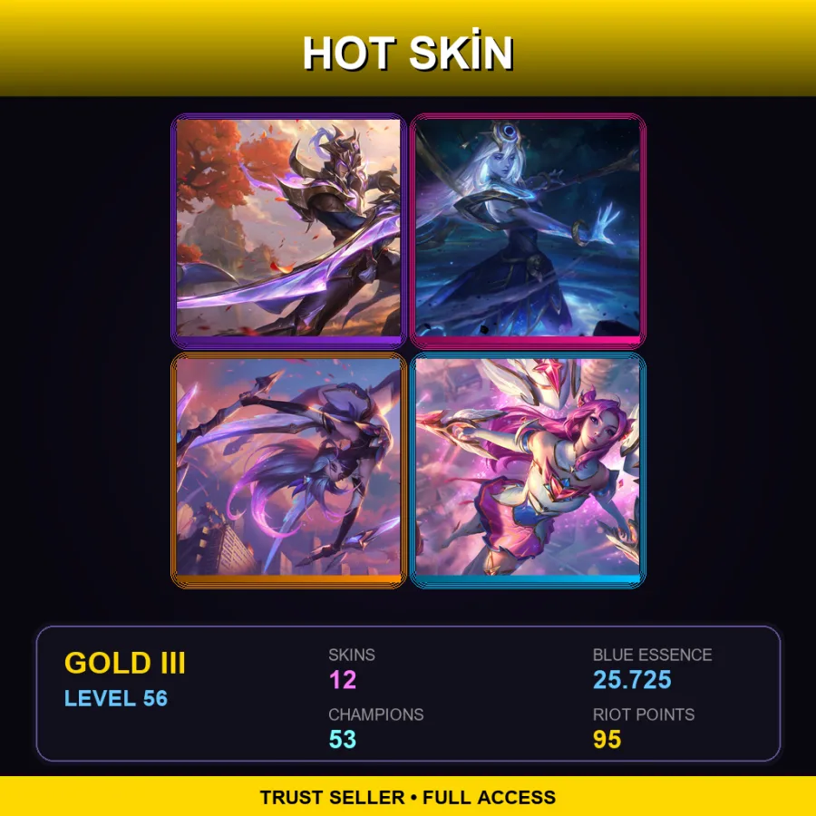 EUW | Lv56 | Gold III | 12 Skin | 53 Champ — LoL account
