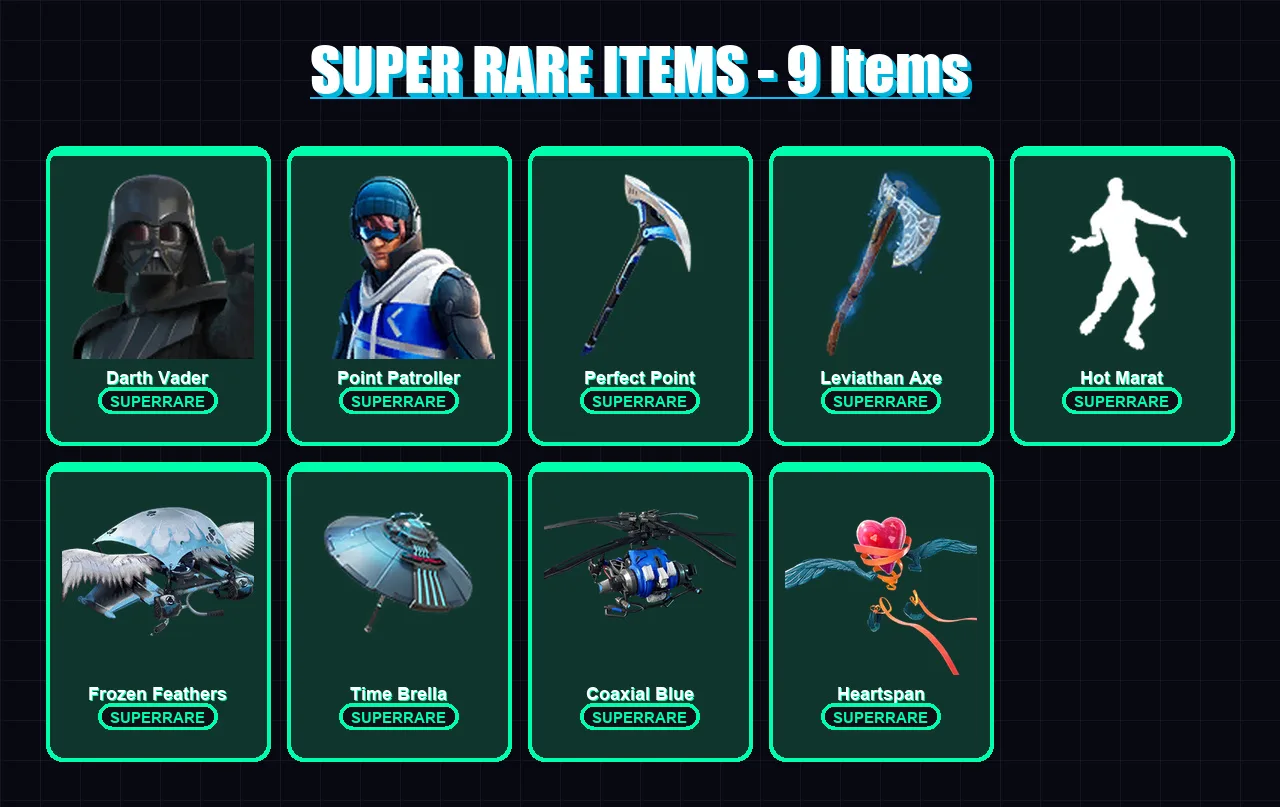 [PS4/PS5/XBOX/PC] | Darth Vader | Point Patroller | Predator | Vendetta | Menace | 187 skin | 154 pickaxe | 137 emote | 133 glider | Lv1932