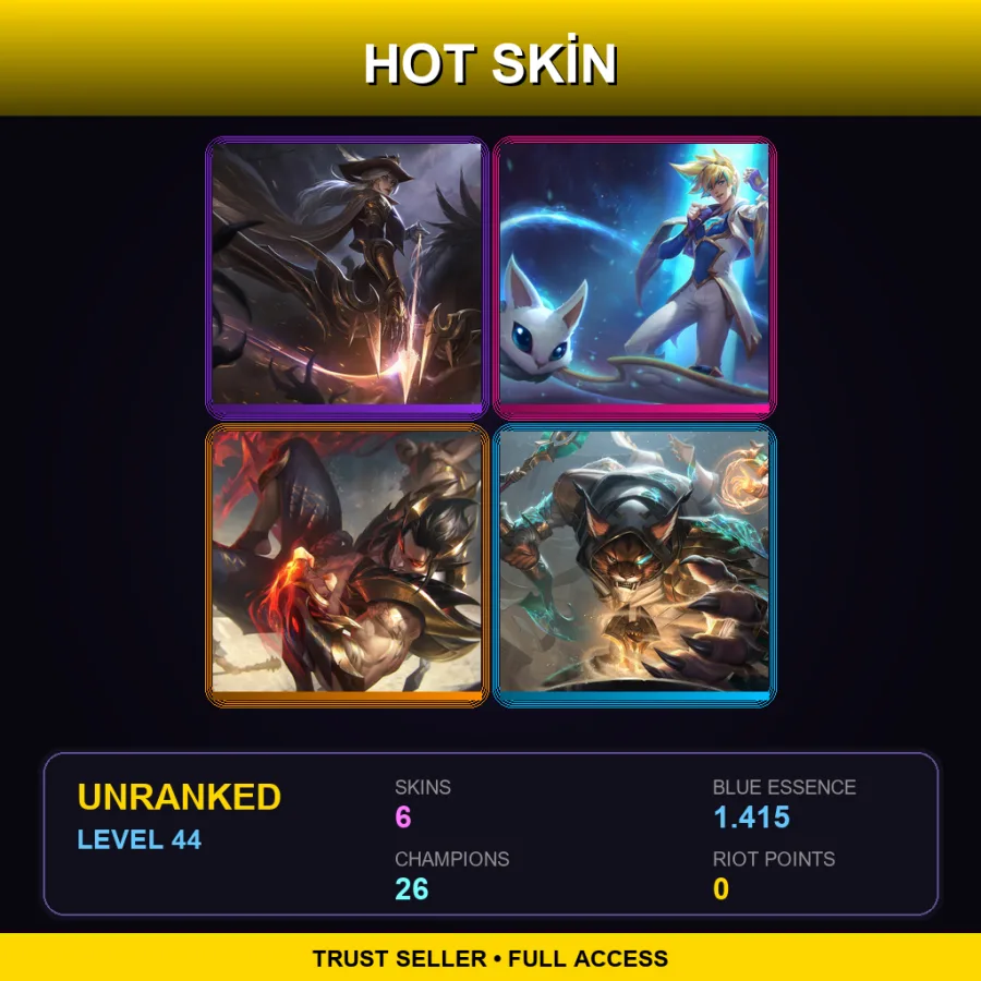 EUW | Lv44 | Unranked | 6 Skin | 26 Champ