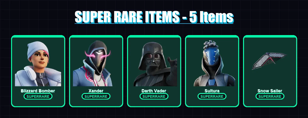 [PS4/PS5/XBOX/PC] | Blizzard Bomber | Xander | Darth Vader | Sultura | Twyn | 36 skin | 43 pickaxe | 39 emote | 42 glider | Lv566