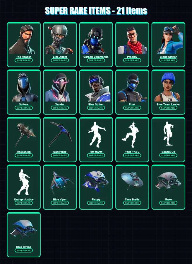 [PS4/PS5/XBOX/PC] | The Reaper | Elite Agent | Carbon Commando | Prodigy | Cloud Striker | 120 skin | 115 pickaxe | 105 emote | 121 glider | Lv1840 — Fortnite account