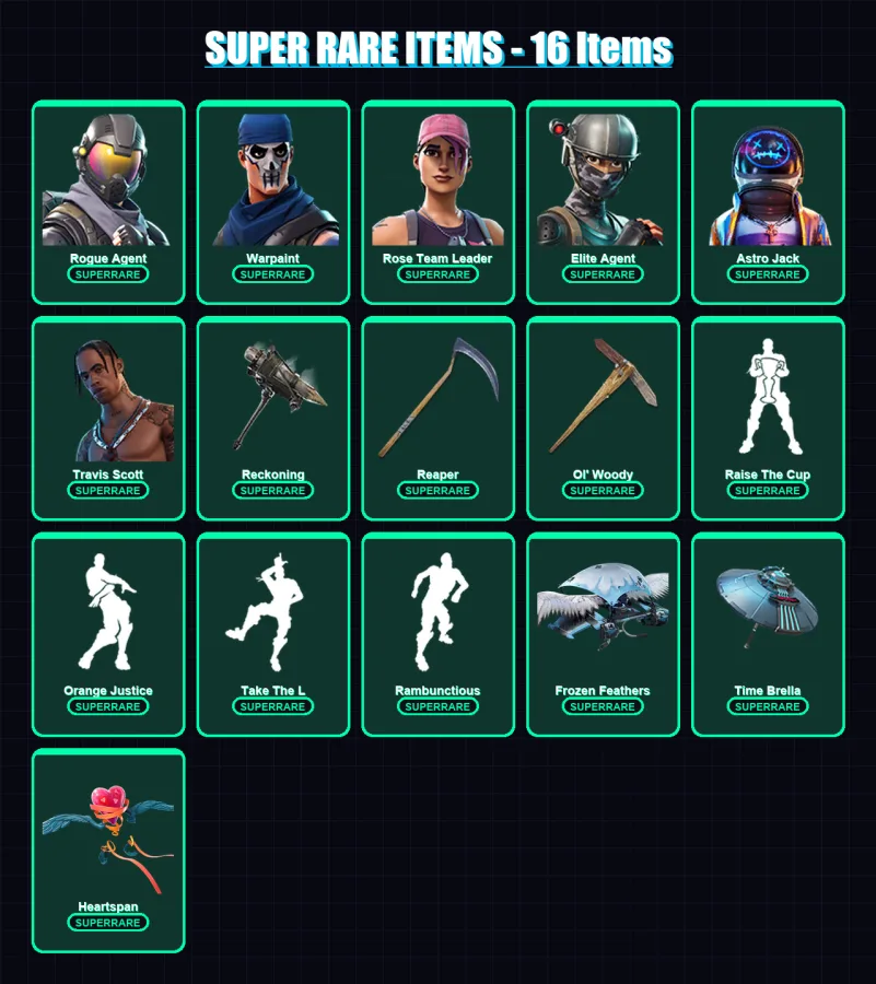 [PC/XBOX/PSN] | Rogue Agent | Warpaint | Rose Team Leader | Elite Agent | Astro Jack | 517 skin | 445 pickaxe | 368 emote | 288 glider | Lv3824
